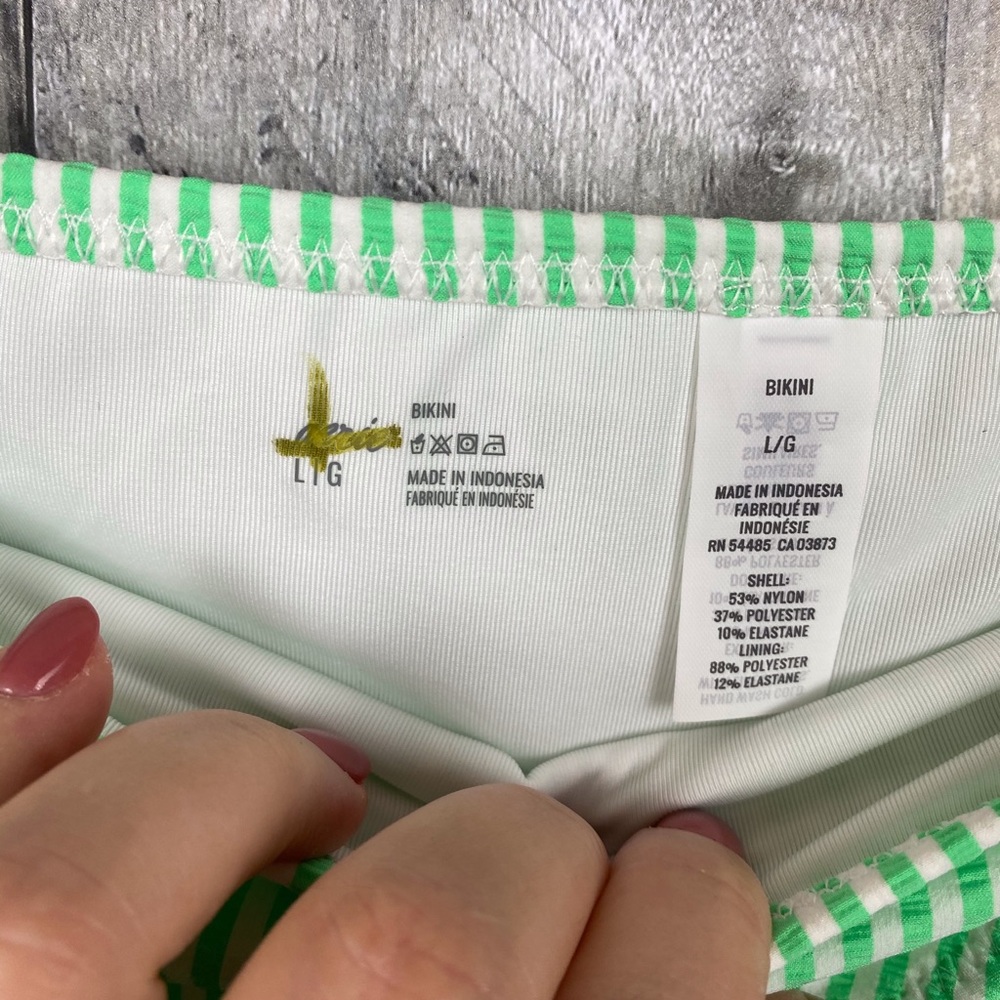 Aerie Green Seersucker Stripe Cheeky Bottom Large - Picture 8 of 13